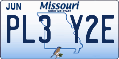 MO license plate PL3Y2E