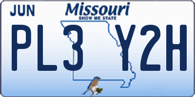 MO license plate PL3Y2H