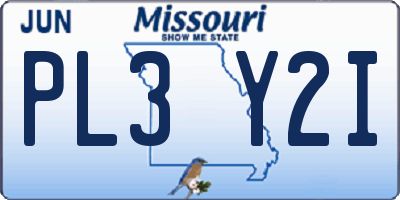 MO license plate PL3Y2I
