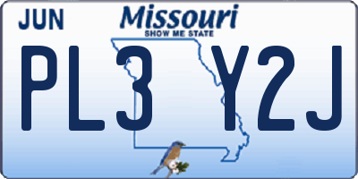 MO license plate PL3Y2J