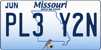 MO license plate PL3Y2N