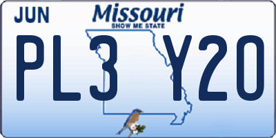 MO license plate PL3Y2O