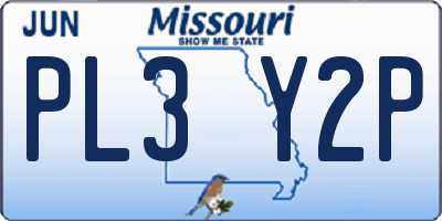 MO license plate PL3Y2P