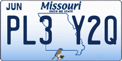MO license plate PL3Y2Q