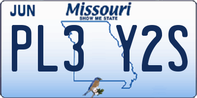 MO license plate PL3Y2S