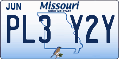 MO license plate PL3Y2Y