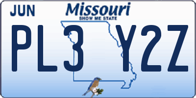 MO license plate PL3Y2Z