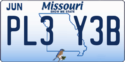 MO license plate PL3Y3B