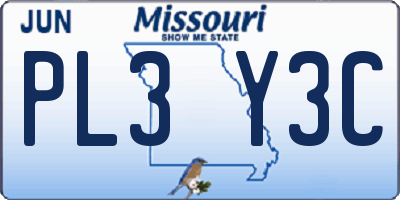MO license plate PL3Y3C