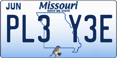 MO license plate PL3Y3E