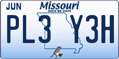 MO license plate PL3Y3H