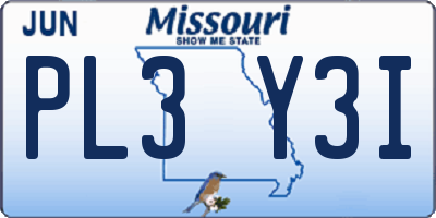 MO license plate PL3Y3I