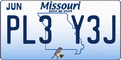 MO license plate PL3Y3J