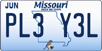 MO license plate PL3Y3L