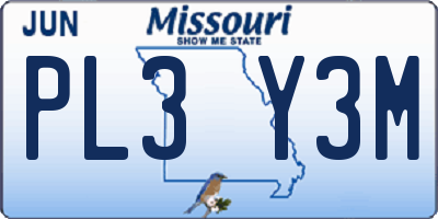 MO license plate PL3Y3M
