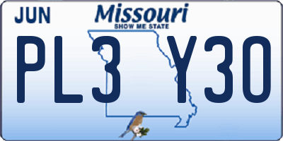 MO license plate PL3Y3O