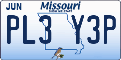 MO license plate PL3Y3P
