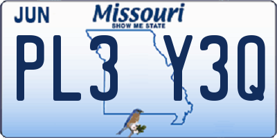 MO license plate PL3Y3Q