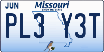 MO license plate PL3Y3T