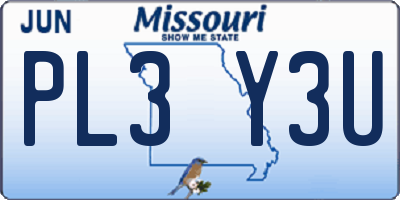 MO license plate PL3Y3U