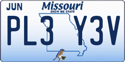 MO license plate PL3Y3V