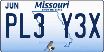 MO license plate PL3Y3X