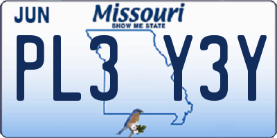 MO license plate PL3Y3Y