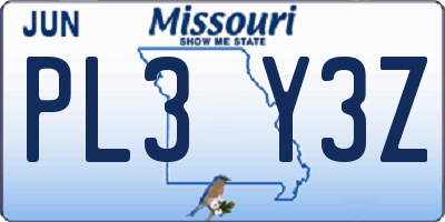 MO license plate PL3Y3Z