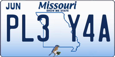 MO license plate PL3Y4A