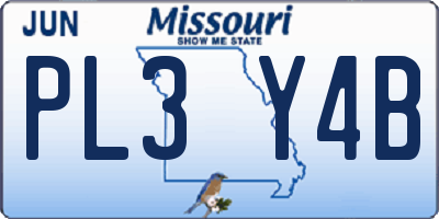 MO license plate PL3Y4B