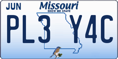 MO license plate PL3Y4C