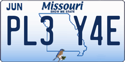 MO license plate PL3Y4E