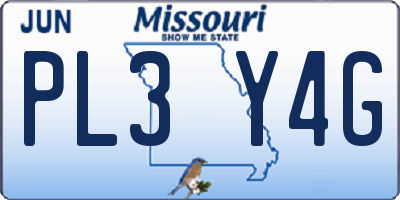 MO license plate PL3Y4G