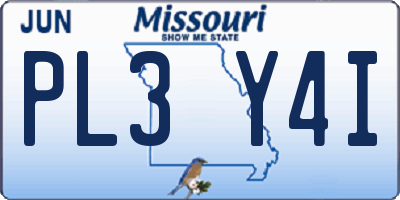 MO license plate PL3Y4I