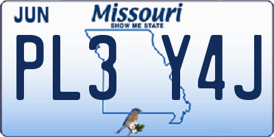 MO license plate PL3Y4J