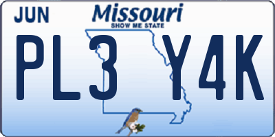 MO license plate PL3Y4K