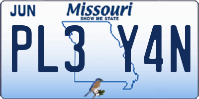 MO license plate PL3Y4N