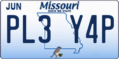 MO license plate PL3Y4P