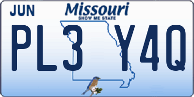 MO license plate PL3Y4Q