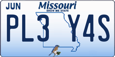 MO license plate PL3Y4S