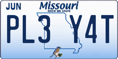 MO license plate PL3Y4T