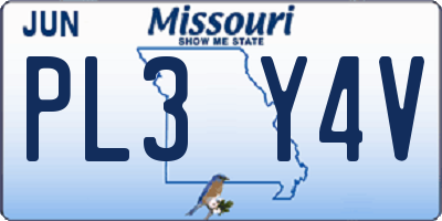 MO license plate PL3Y4V