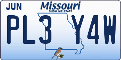 MO license plate PL3Y4W