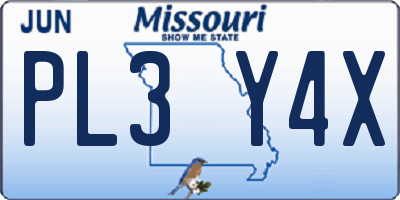 MO license plate PL3Y4X