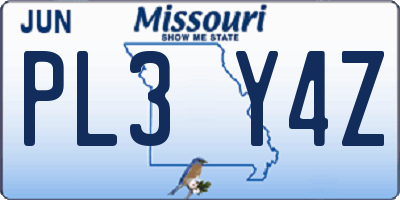 MO license plate PL3Y4Z