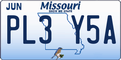 MO license plate PL3Y5A
