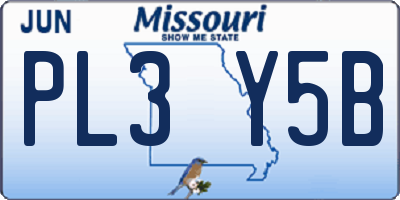 MO license plate PL3Y5B