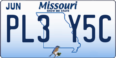 MO license plate PL3Y5C