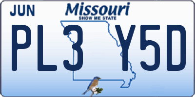 MO license plate PL3Y5D