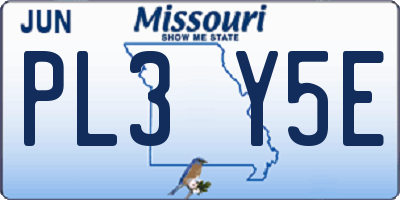 MO license plate PL3Y5E